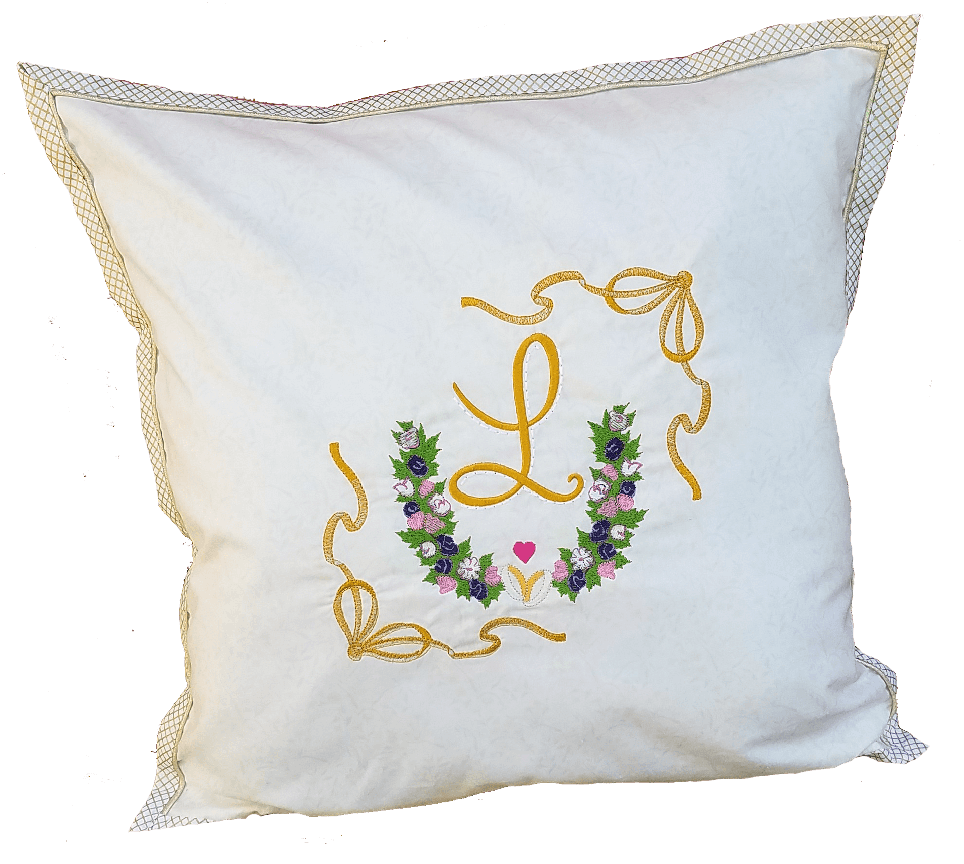 Embroidered Wedding Ring Pillow PNG image