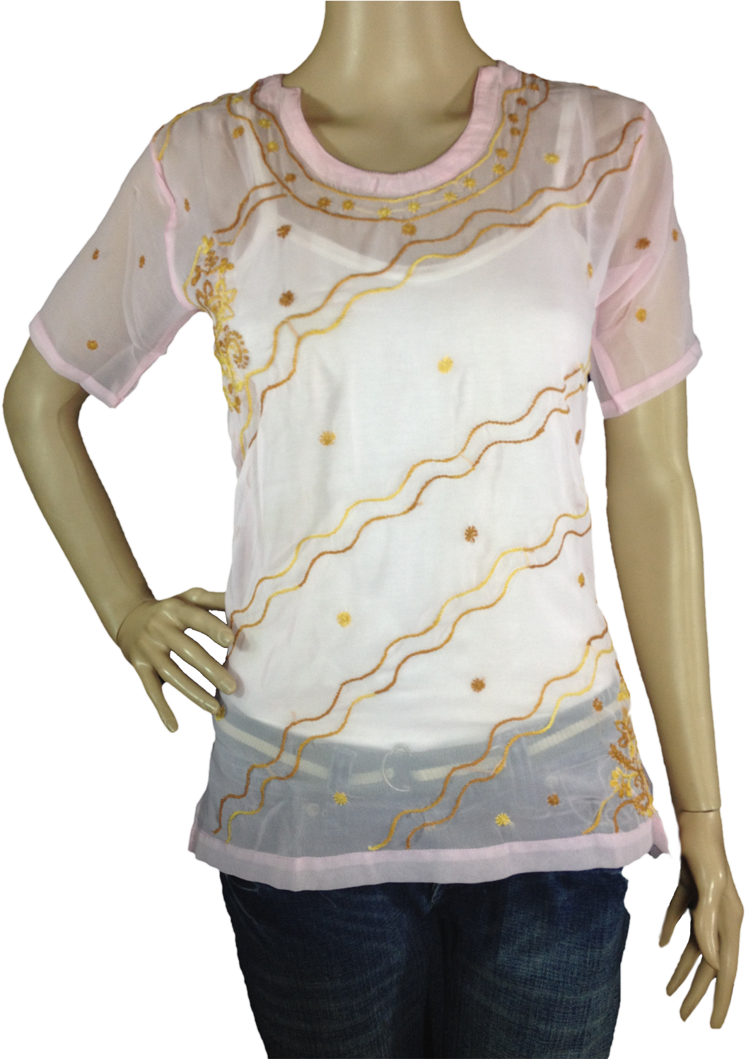 Embroidered White Kurti Mannequin Display.png PNG image