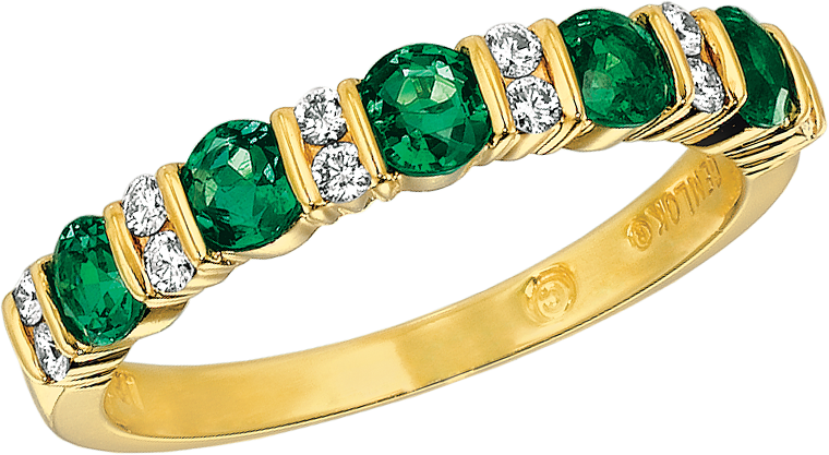 Emerald Diamond Gold Ring PNG image