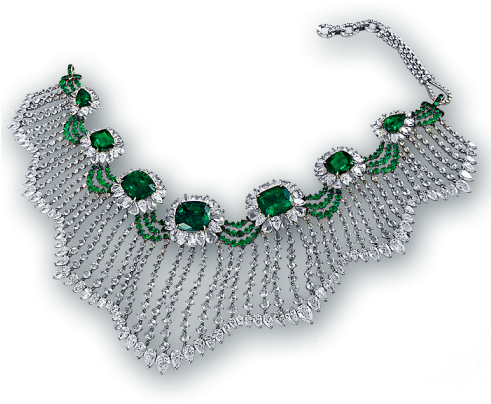 Emerald Diamond Necklace Luxury Jewelry PNG image