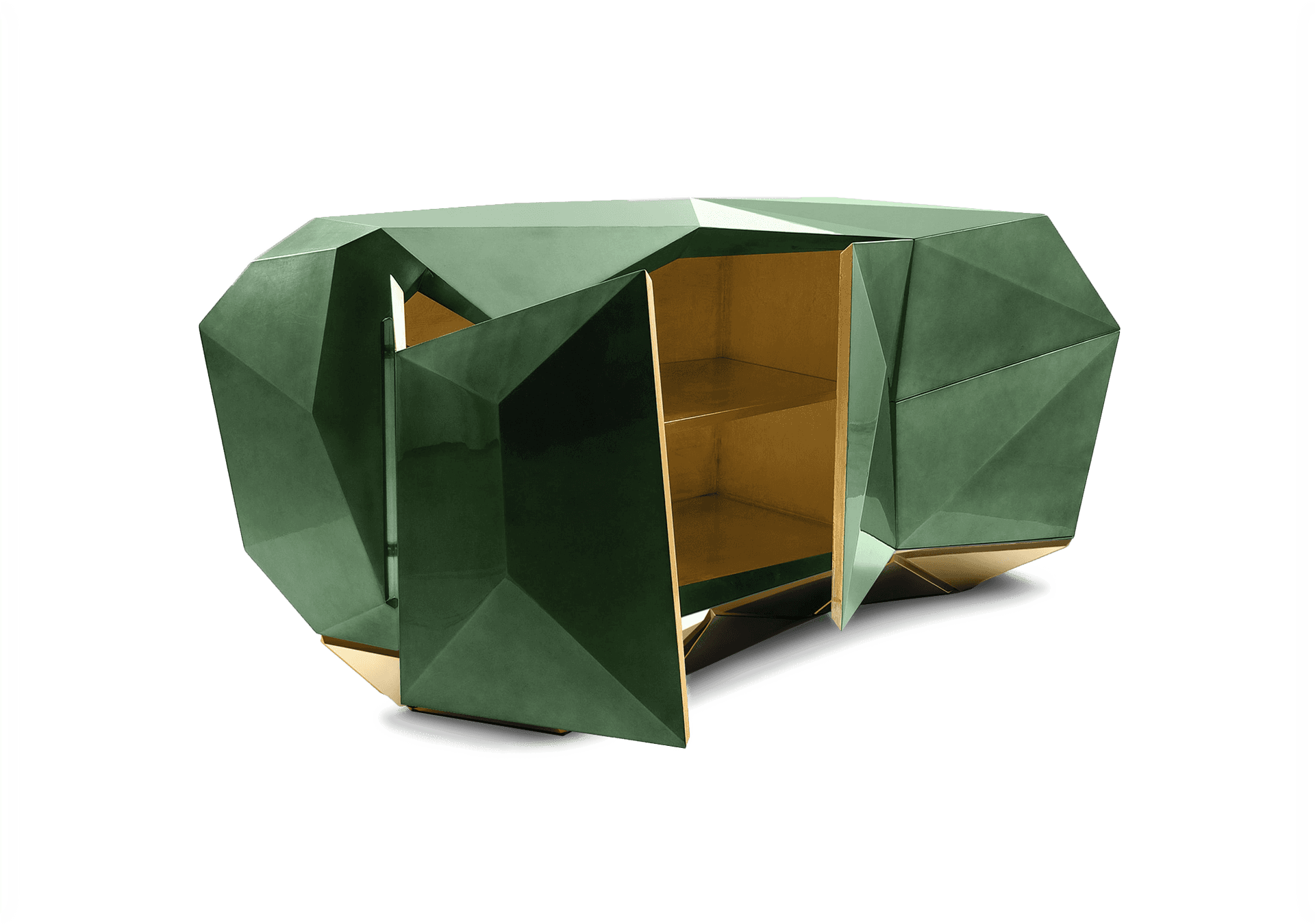 Emerald Green Geometric Cabinet PNG image