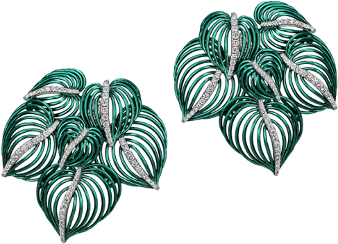 Emerald Leaves Jewelry Design PNG image