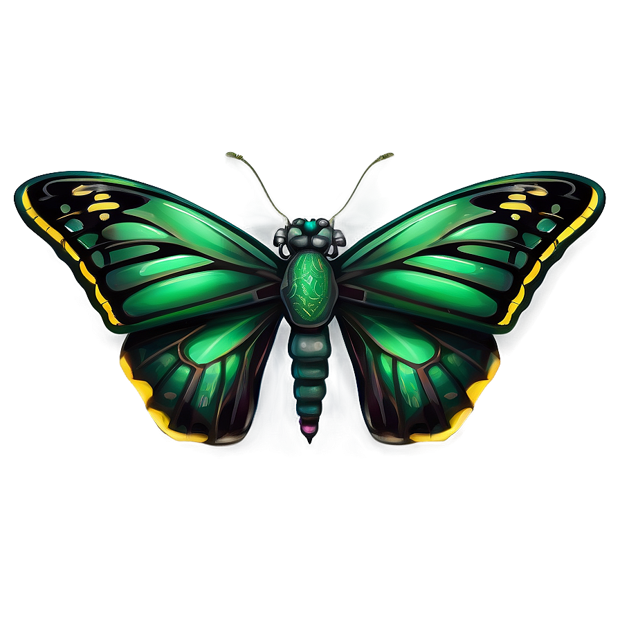 Emerald Winged Butterfly Illustration Png Rwp46 PNG image