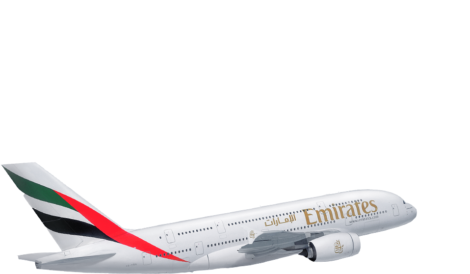 Emirates Airplane Multilingual Search Concept PNG image