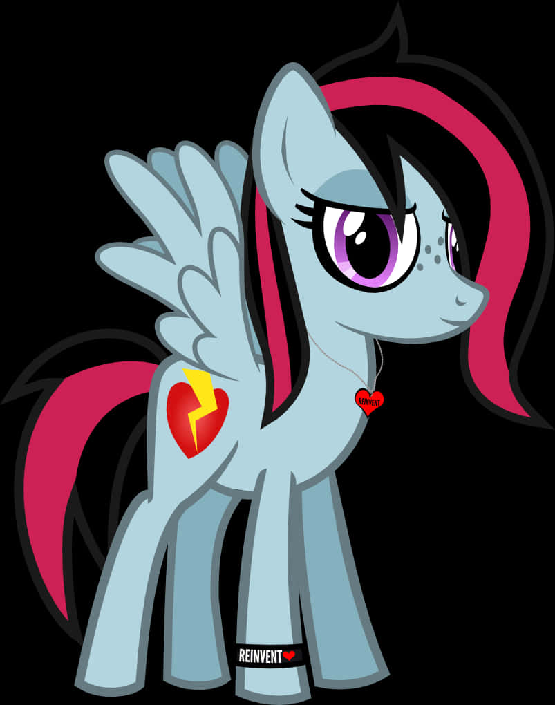 Emo Pegasus Cartoon Character PNG image
