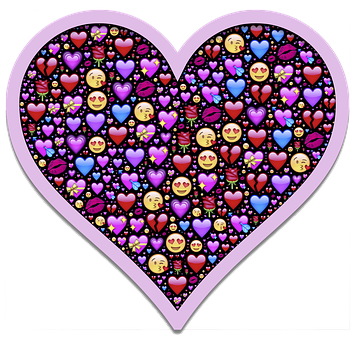 Emojisin Love Heart Shape PNG image