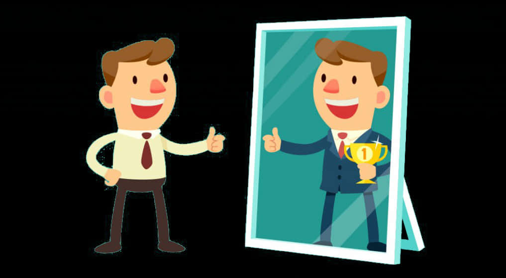 Employee Self Reflection Success Cartoon PNG image