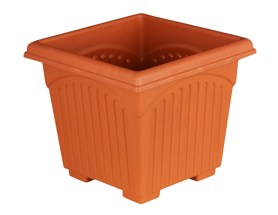 Empty Orange Flower Pot PNG image