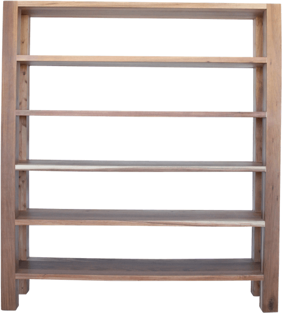 Empty Wooden Bookshelf PNG image