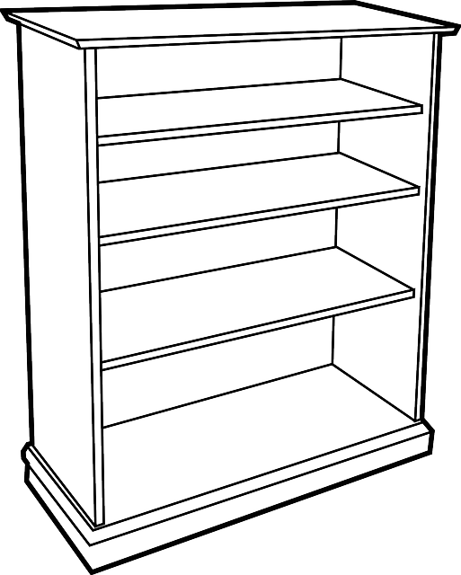 Empty Wooden Bookshelf Sketch PNG image