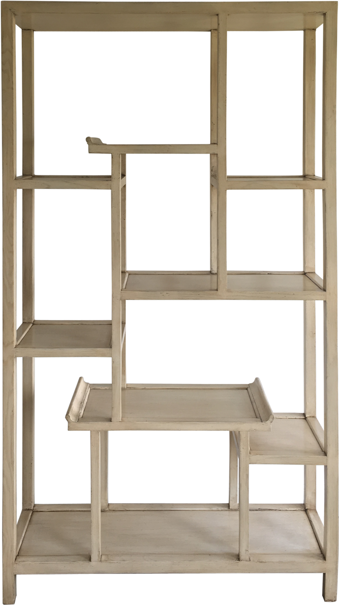 Empty Wooden Bookshelf Structure PNG image