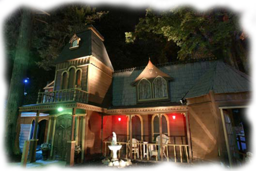 Enchanted Forest Mansion Night PNG image