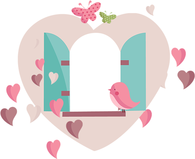 Enchanted Garden Heart Windowand Bird PNG image