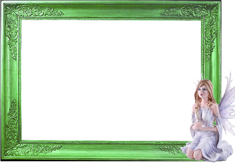Enchanted Green Framewith Fairy PNG image