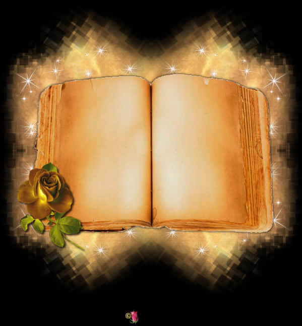 Enchanted Open Bookwith Rose PNG image