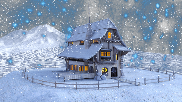 Enchanted_ Winter_ Cottage_ Under_ Starry_ Sky.jpg PNG image