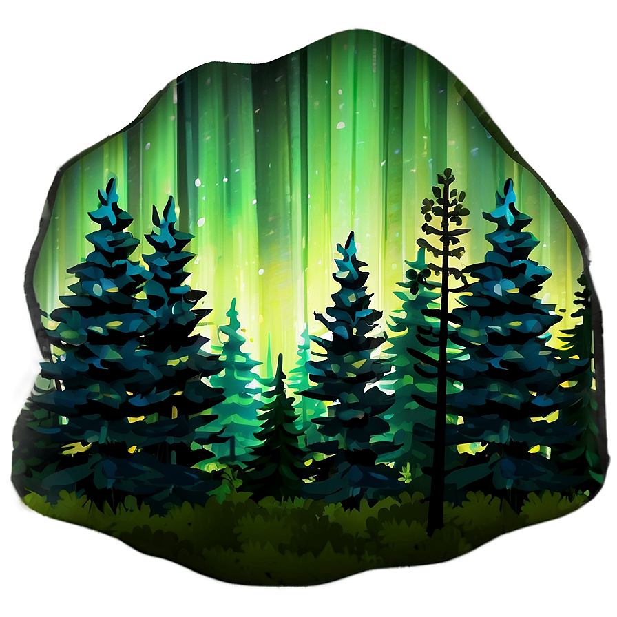 Enchanting Aurora Forest View Png Xng PNG image