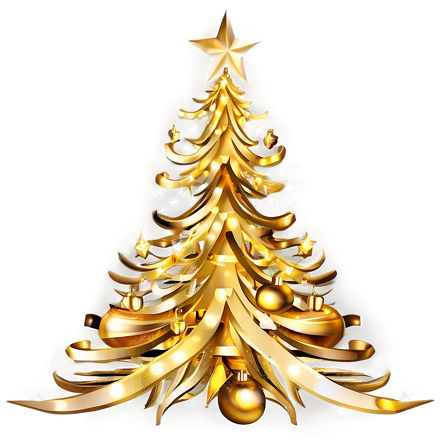 Enchanting Gold Christmas Tree Night Png 19 PNG image