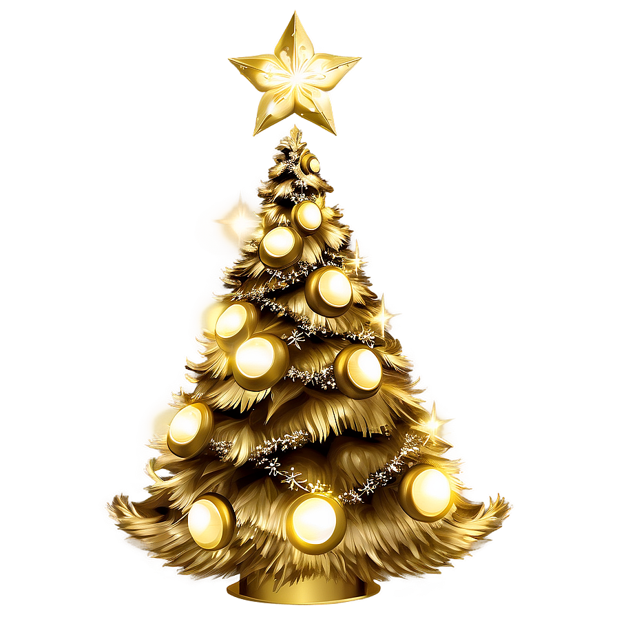 Enchanting Gold Christmas Tree Night Png Dwq74 PNG image