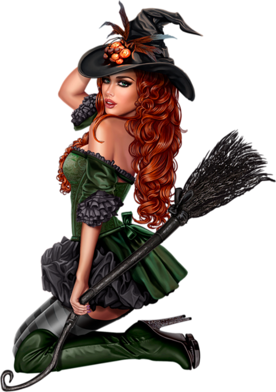 Enchanting Green Witch Illustration.png PNG image