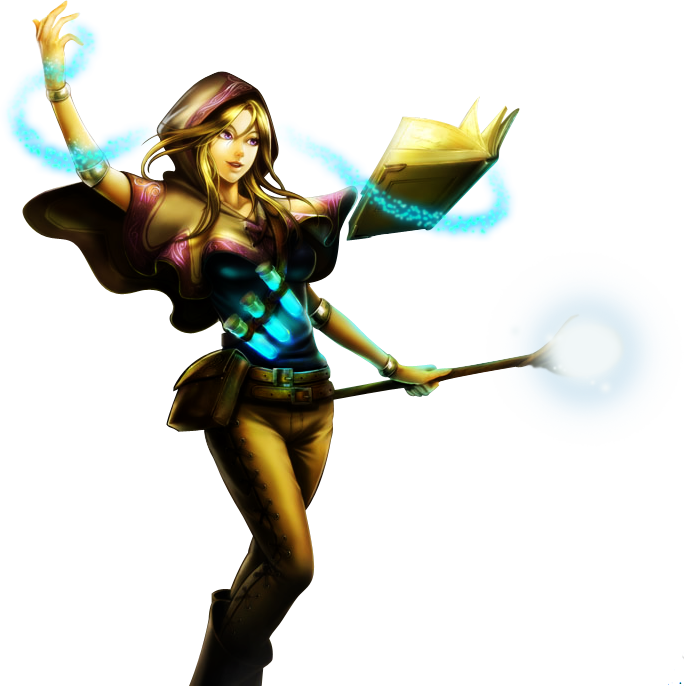 Enchanting Sorceress Casting Spell PNG image