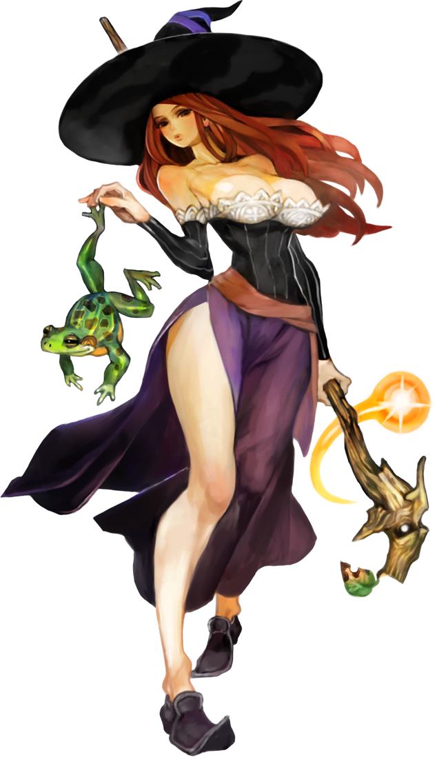 Enchanting Sorceresswith Frogand Staff.png PNG image