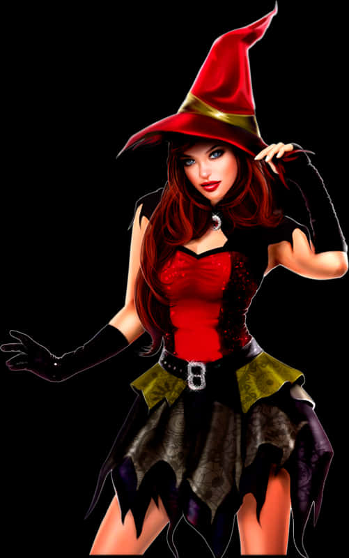 Enchanting Witchin Red Hat PNG image