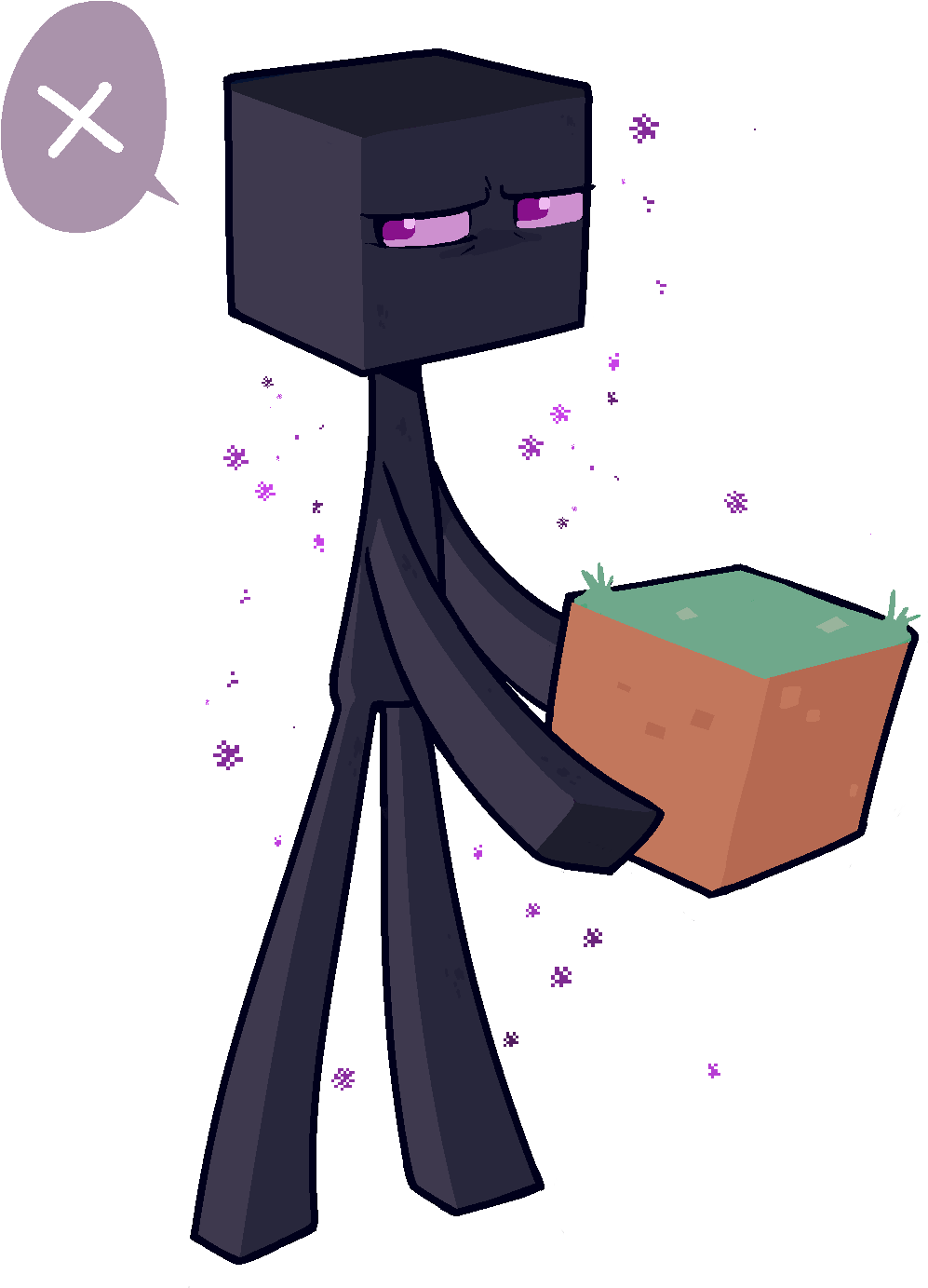 Enderman Holding Block Artwork PNG image