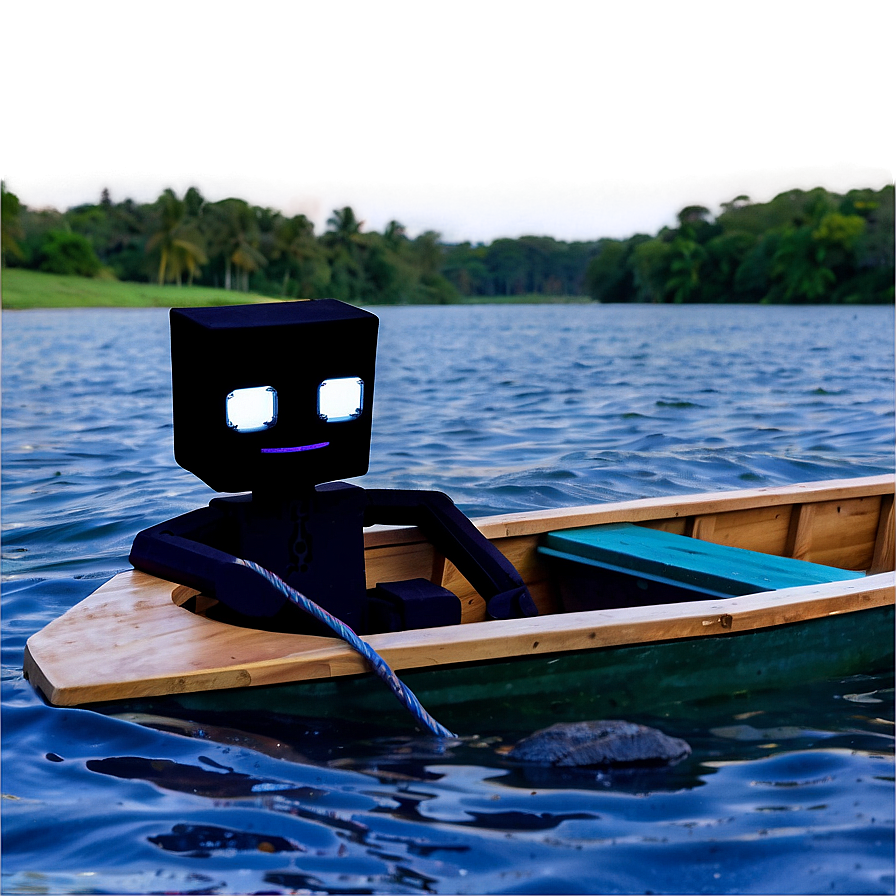 Enderman In Boat Sailing Png Jys PNG image