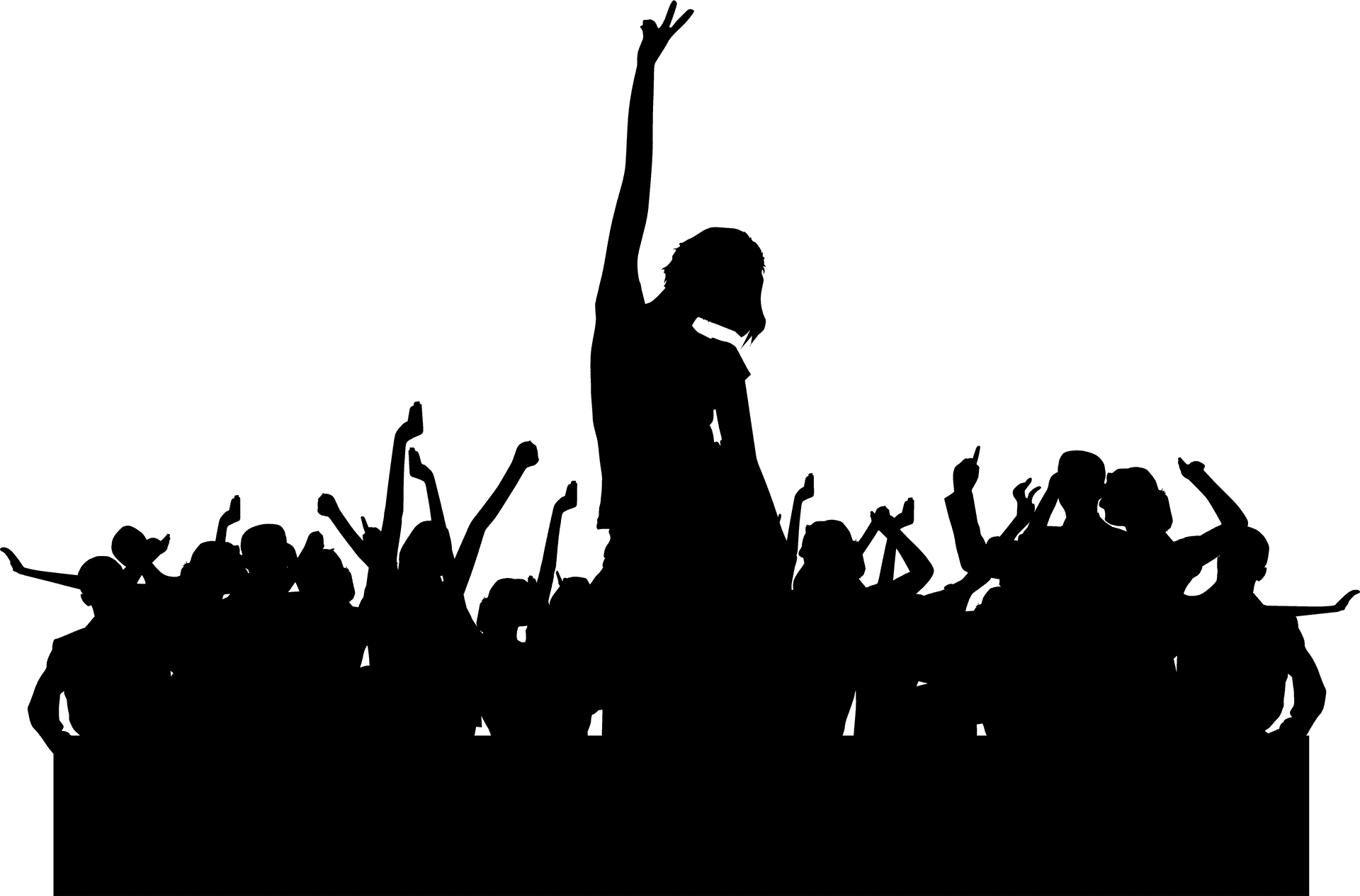 Energetic Crowd Silhouette PNG image