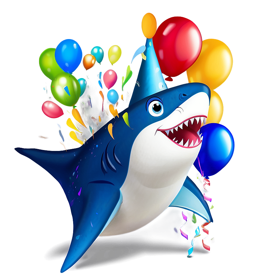 Engaging Birthday Shark Celebration Png 06292024 PNG image