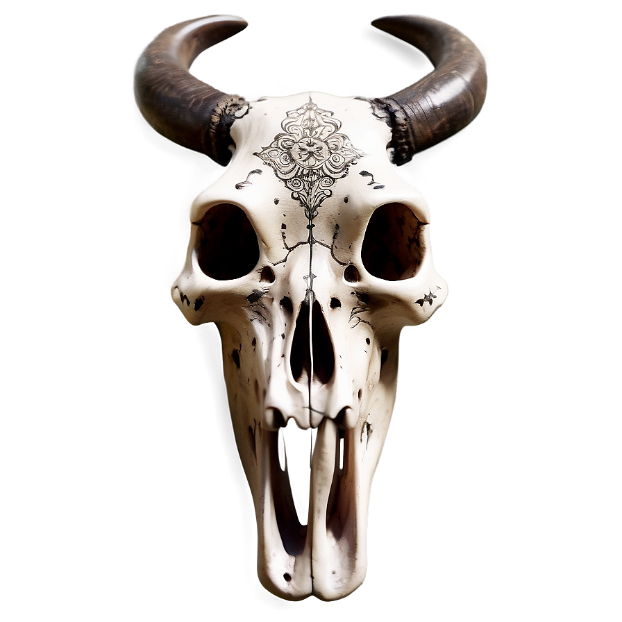 Engraved Bull Skull Image Png 06122024 PNG image