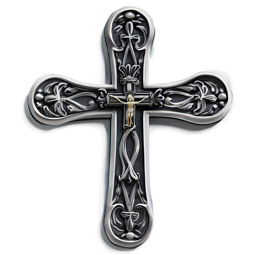 Engraved Catholic Cross Motif Png Wlq19 PNG image