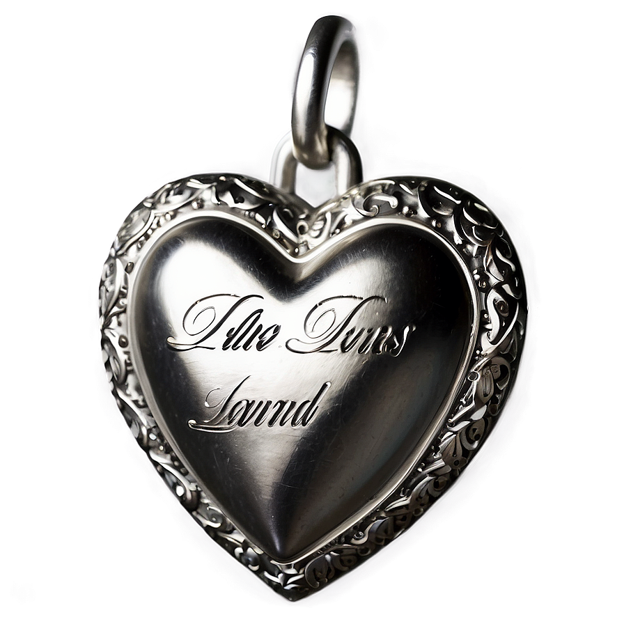 Engraved Silver Heart Png 18 PNG image