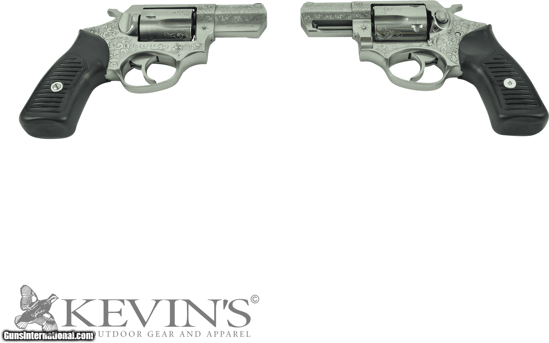 Engraved Silver Revolvers Kevins Logo PNG image