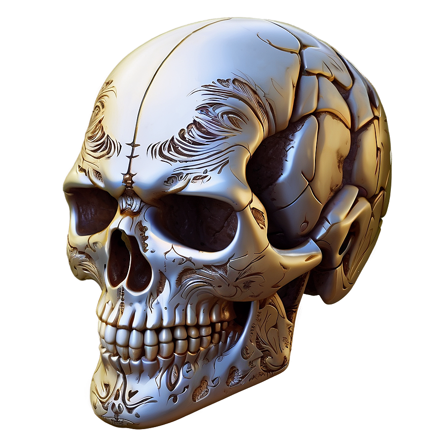 Engraved Style Skull Face Image Png Udf PNG image