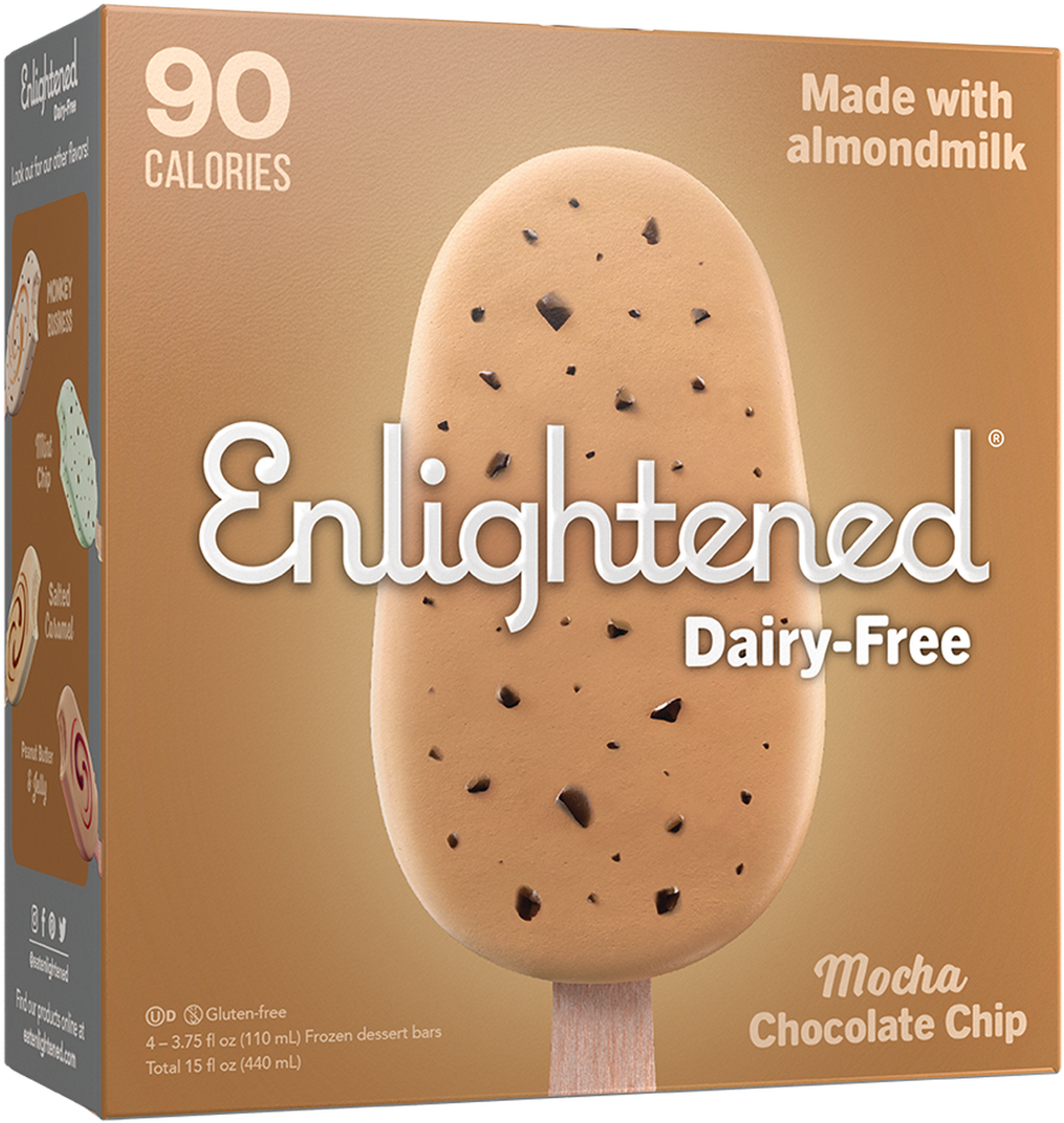 Enlightened Dairy Free Mocha Chocolate Chip Ice Cream Bar PNG image