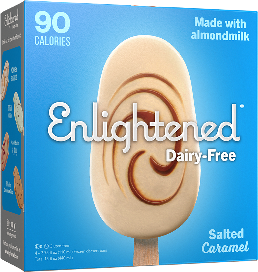 Enlightened Dairy Free Salted Caramel Ice Cream Bar PNG image