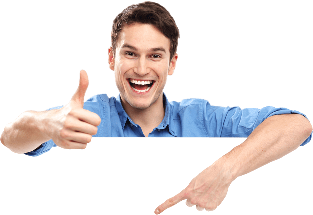 Enthusiastic Man Giving Thumbs Up PNG image