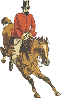 Equestrian Fox Hunt Illustration PNG image