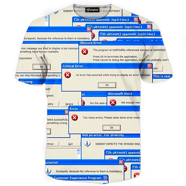 Error Message Overload Shirt PNG image