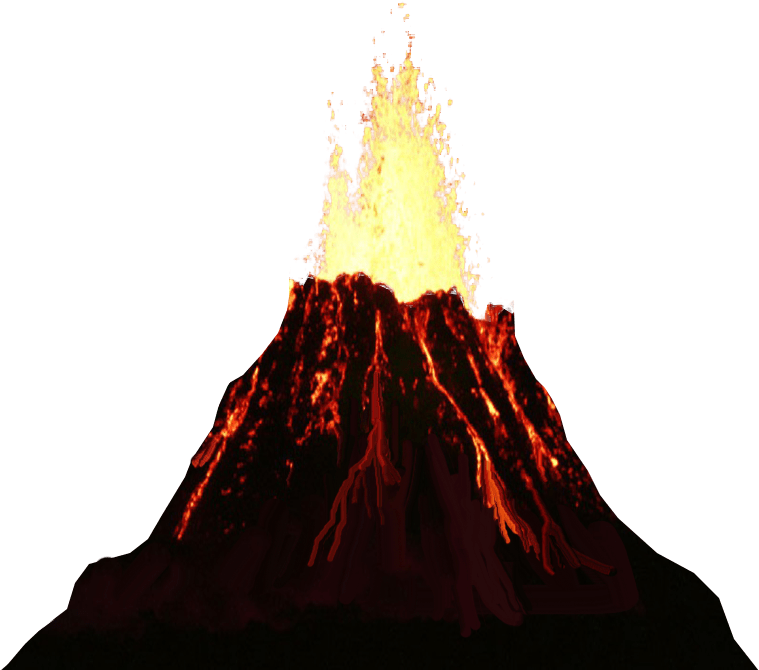 Erupting Volcanoat Night PNG image