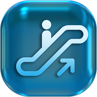 Escalator Icon Blue Glossy PNG image