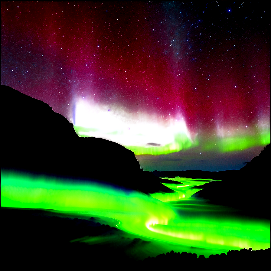 Ethereal Aurora Over Canyons Png 13 PNG image