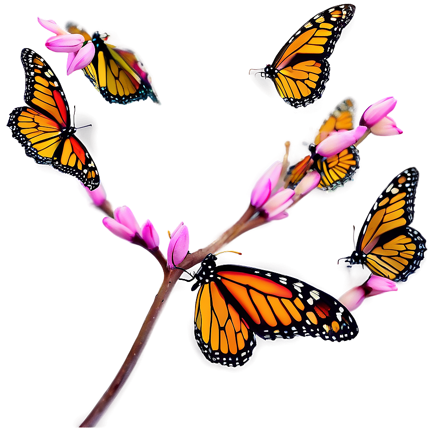 Ethereal Monarch Butterflies Png Imm PNG image