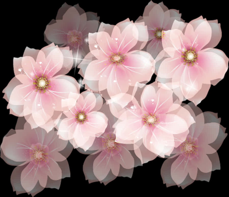 Ethereal Pink Blossoms PNG image