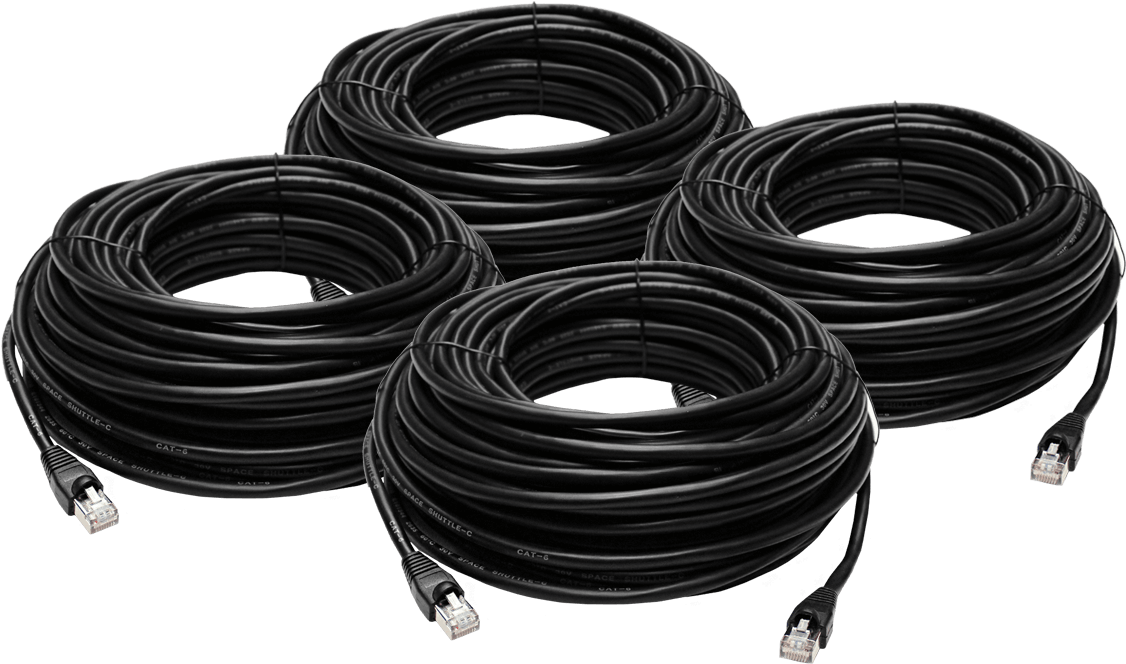 Ethernet Cables Coiled Black PNG image