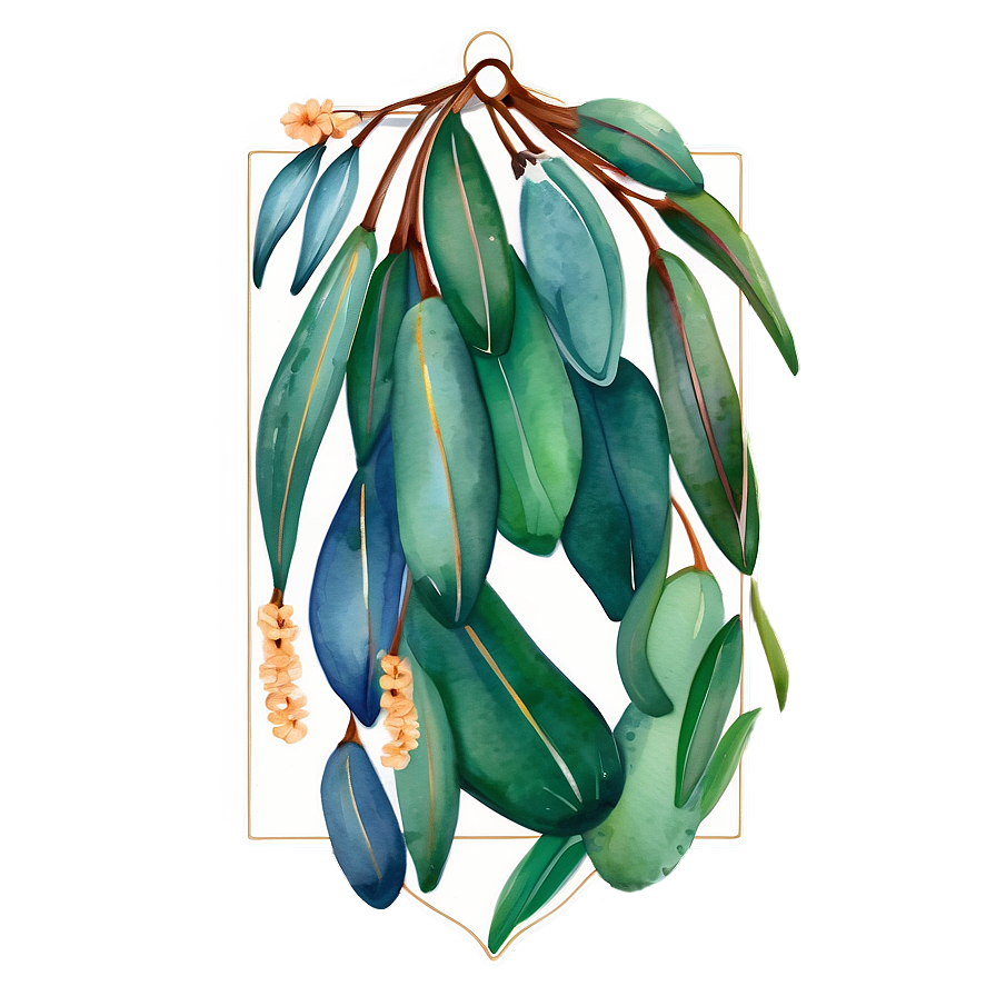 Eucalyptus Watercolor Favor Tag Png Snv PNG image