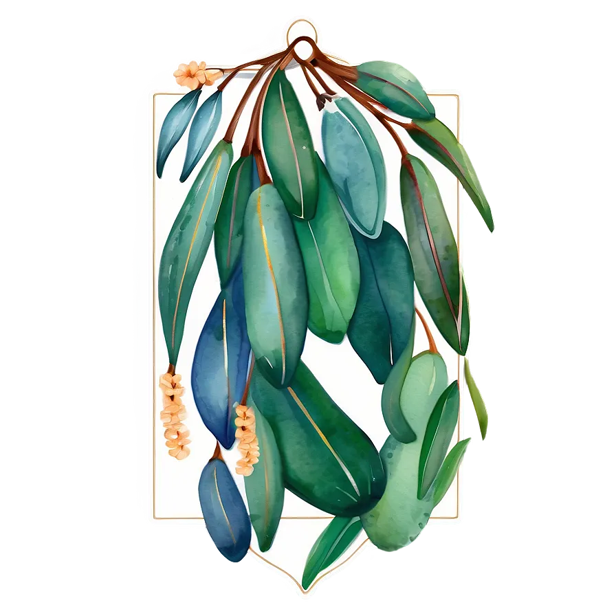 Eucalyptus Watercolor Favor Tag PNG Snv PNG image
