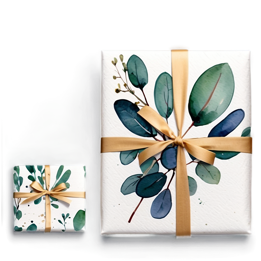 Eucalyptus Watercolor Gift Wrap Png Mju PNG image